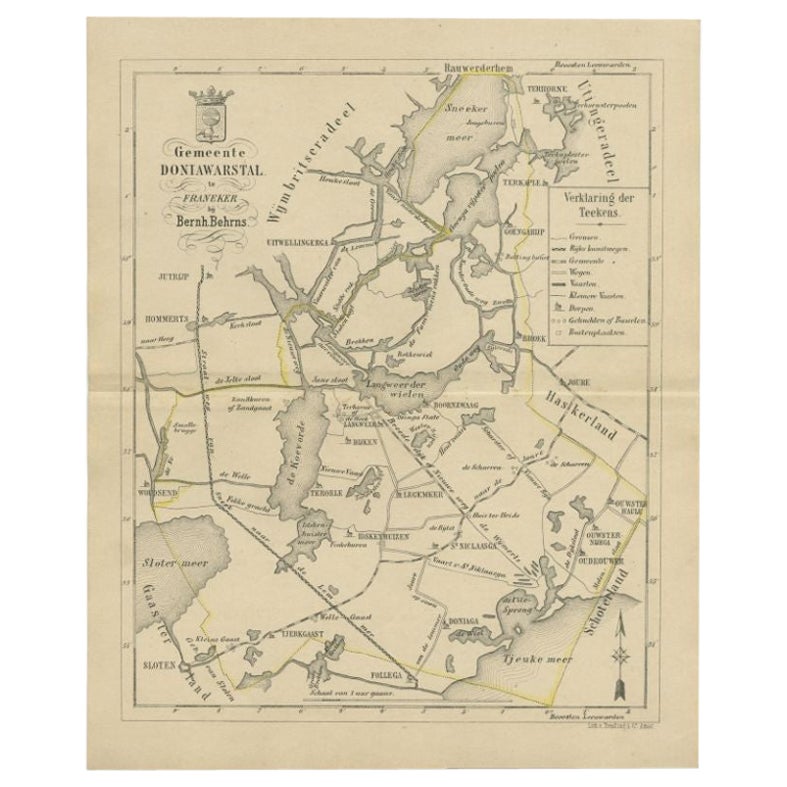 Antique Map of the Doniawerstal Township by Behrns, 1861 For Sale
