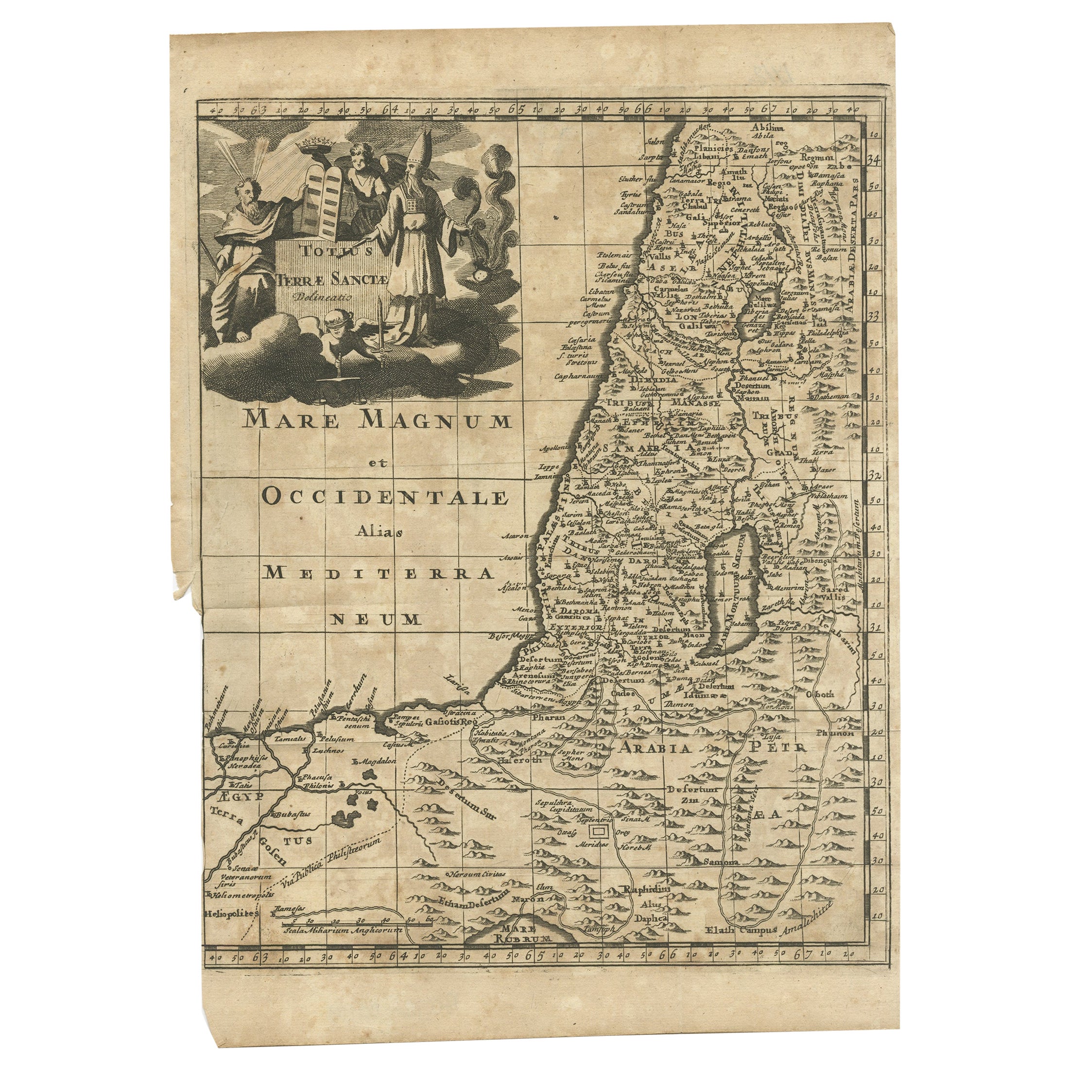 Carte ancienne de la Terre Sainte, vers 1710
