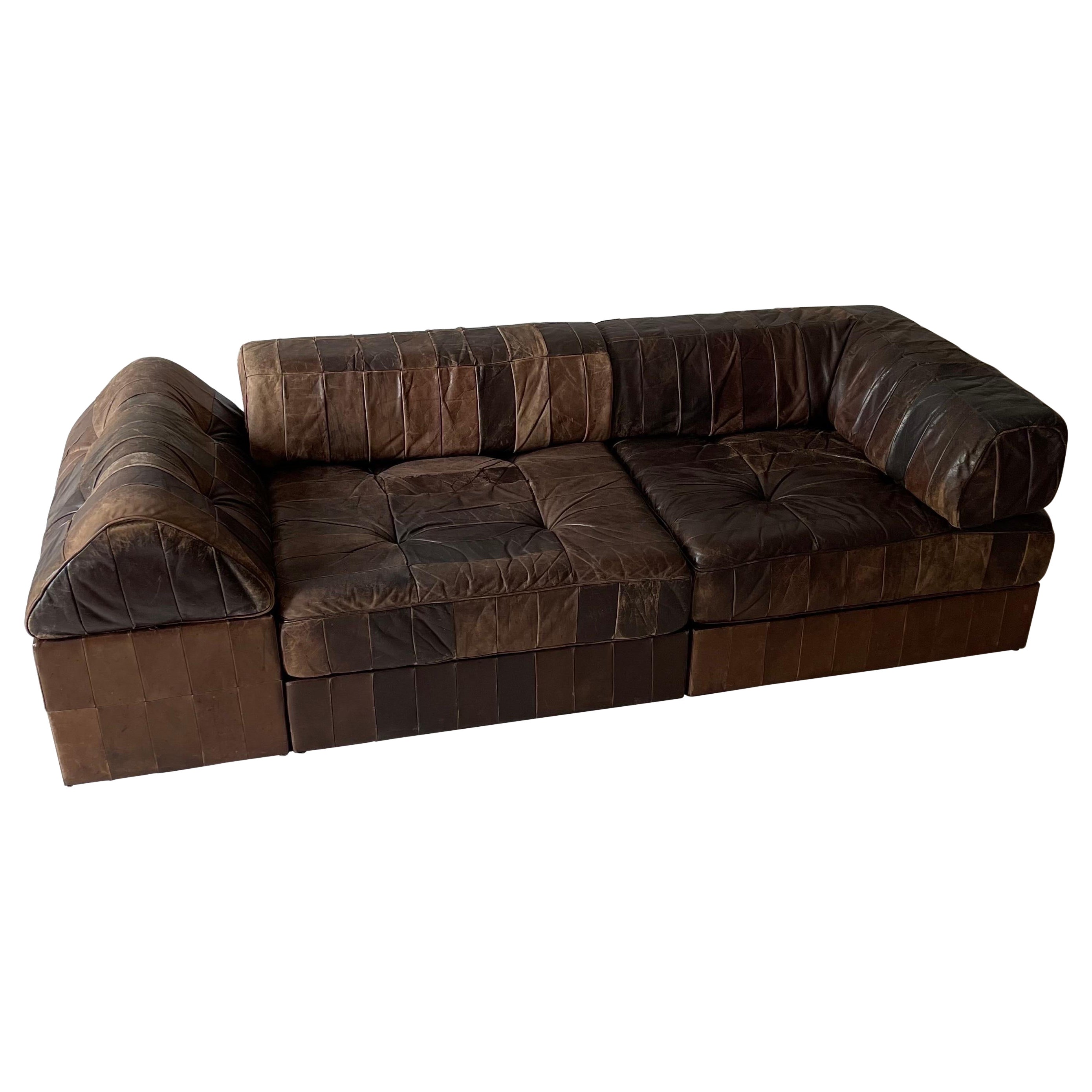 De Sede ‘DS-88’ Modular Sofa in Brown Leather For Sale