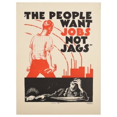 Original Vintage Poster The People Want Jobs Not Jags Drink Alcohol Prohibition