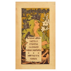 Original Antique Poster Litografia Carreras Lithography Griffin Lily Flower Art