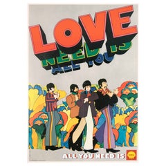 Original Vintage Poster The Beatles Yellow Submarine All You Need Is Love Shell