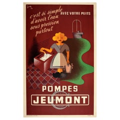 Original Vintage Advertising Poster Pompes Jeumont Water Pumps Modernist Design