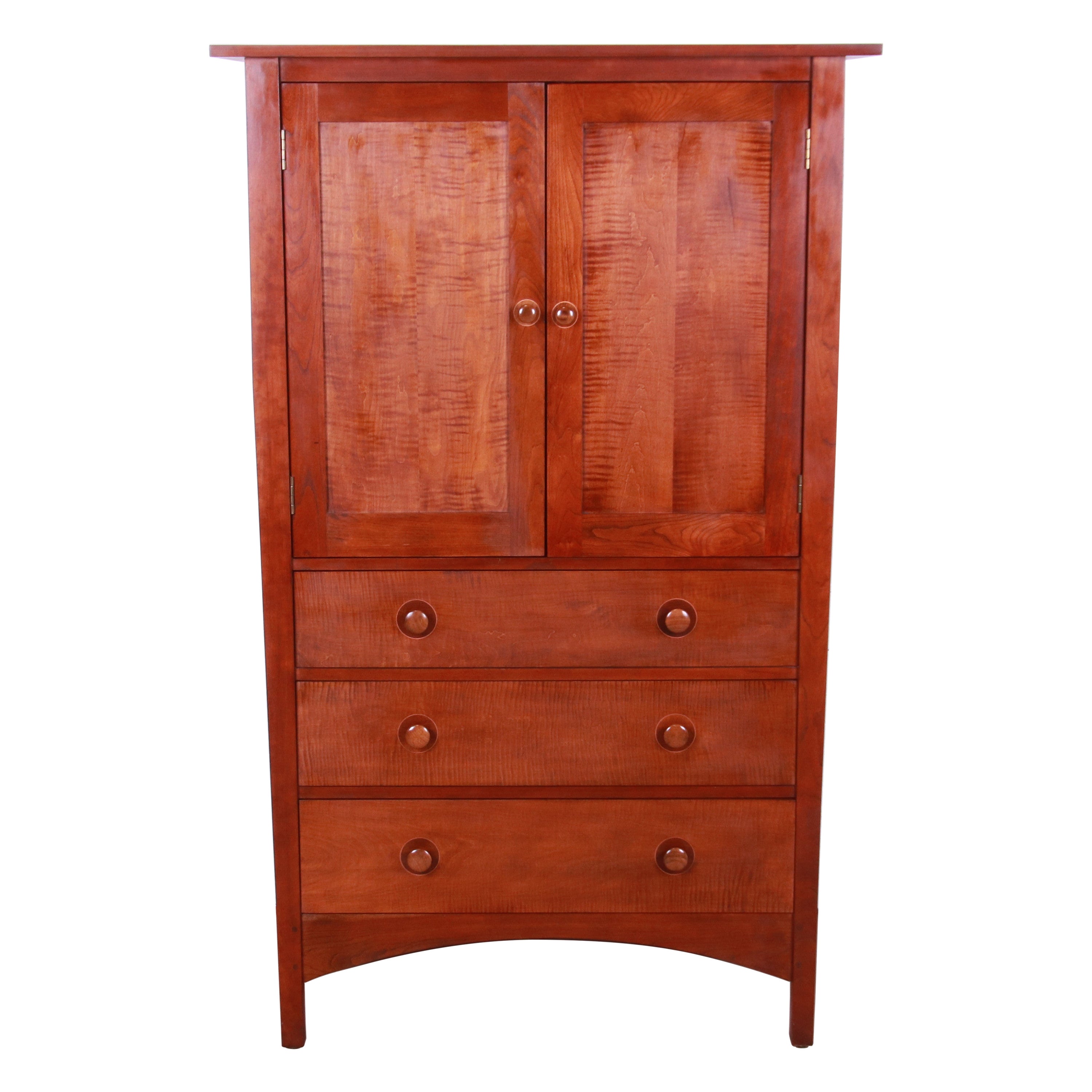 Stickley Harvey Ellis Collection Cherry Wood and Tiger Maple Armoire Dresser For Sale