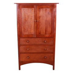 Stickley Harvey Ellis Collection Cherry Wood and Tiger Maple Armoire Dresser