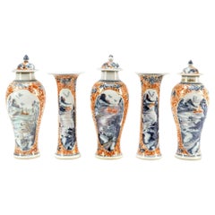 18th-Century Chinese Export Porcelain Garniture of Five Vases & Covers