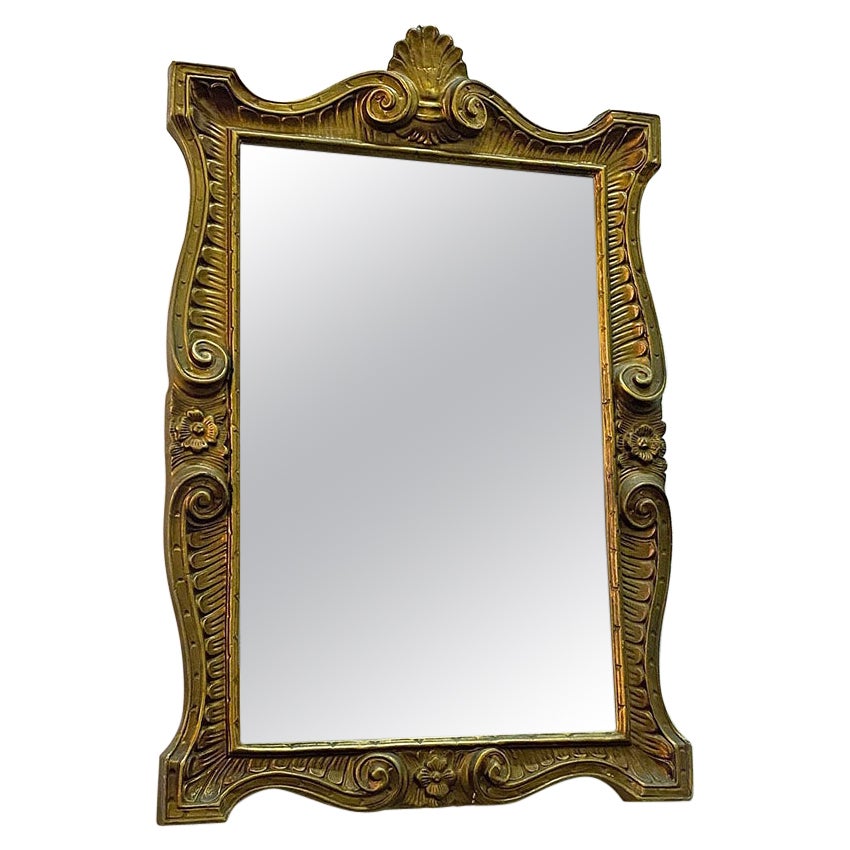 Italian Baroque Golden Frame Mirror, 1950s For Sale