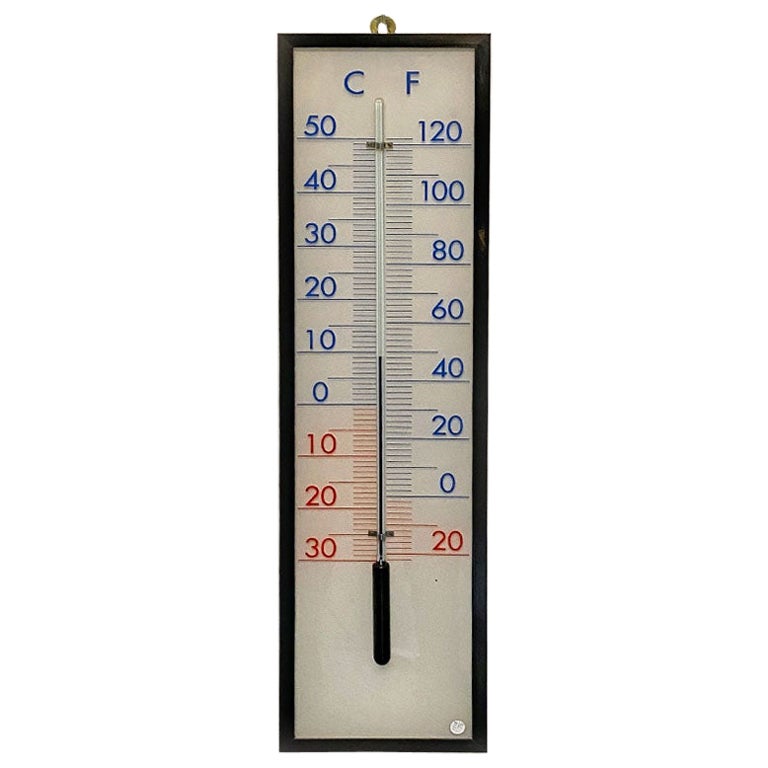 Italian Modern Plexiglass and Glass Mercury Wall Thermometer, 1980s