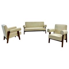 Pierre Jeanneret Upholstered Bridge Sofa/Chair Set, Mid-Century Modern