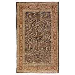 Brown Vintage Persian Tabriz Handmade Allover Designed Wool Rug