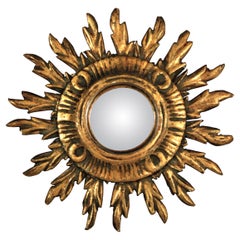 Sunburst Convex Mirror in Baroque Style, Small Scale