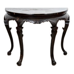 Black Lacquer Chinese Demilune Console Table
