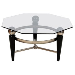 Modernist Style Ebony and Steel Coffee Table