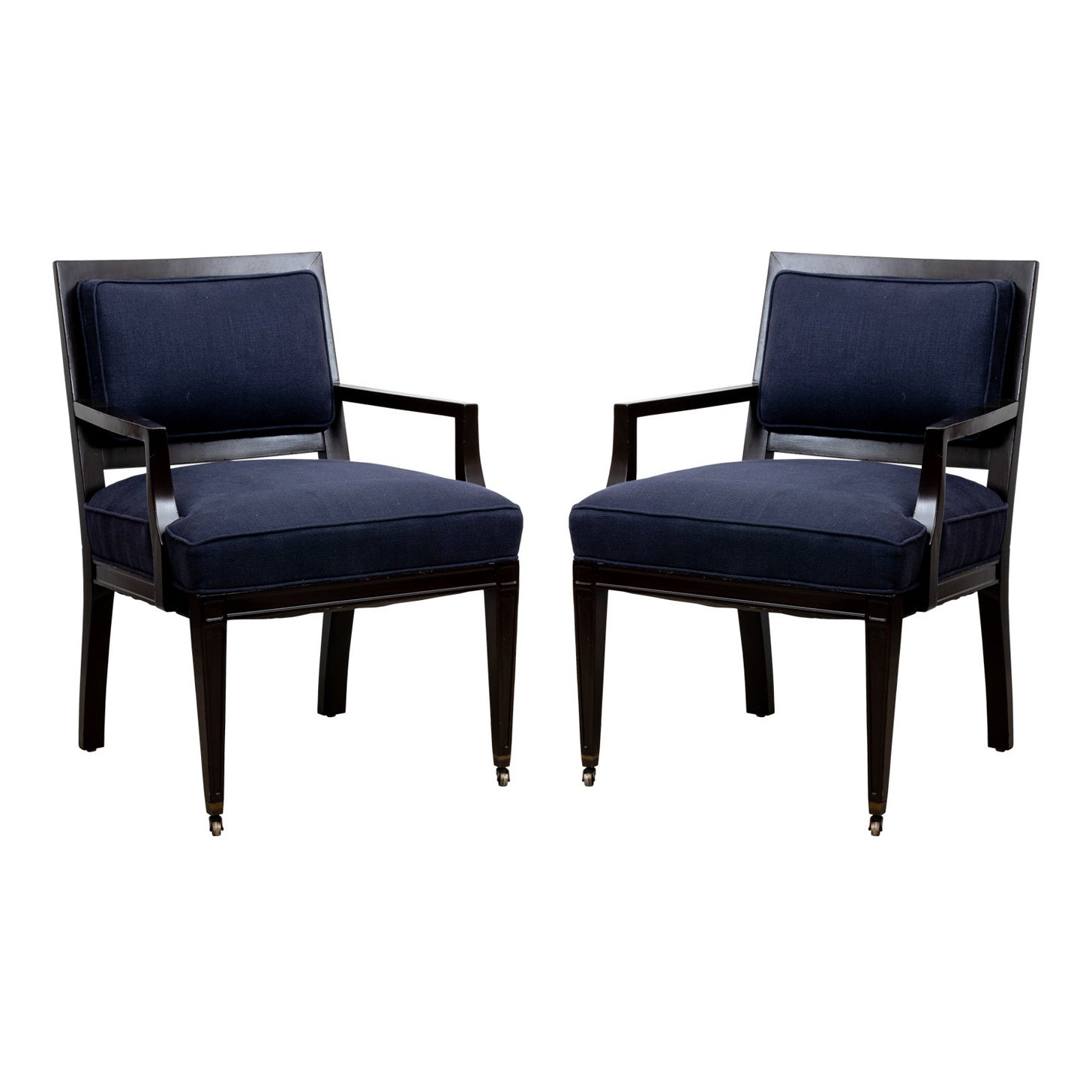 Pair of Mid-Century Modern Square Back Armchairs