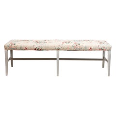 Long Painted and Upholstered Bench