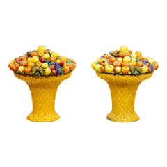 Pair of 19th Century Italian Majolica Fruit Baskets