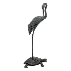 Bronze Japanese Crane on Turtle