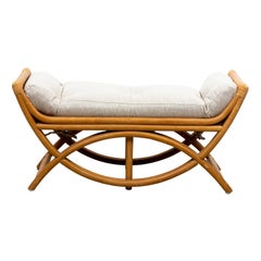 Paul Frankl Style Bamboo Rattan Bench