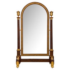 Antique French 19th Century Empire Period Ormolu Mounted Mahogany Psyche Mirror