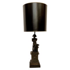 Retro Estate French Lamp with Classical Napoleon Bonaparte Statue in Military Stance