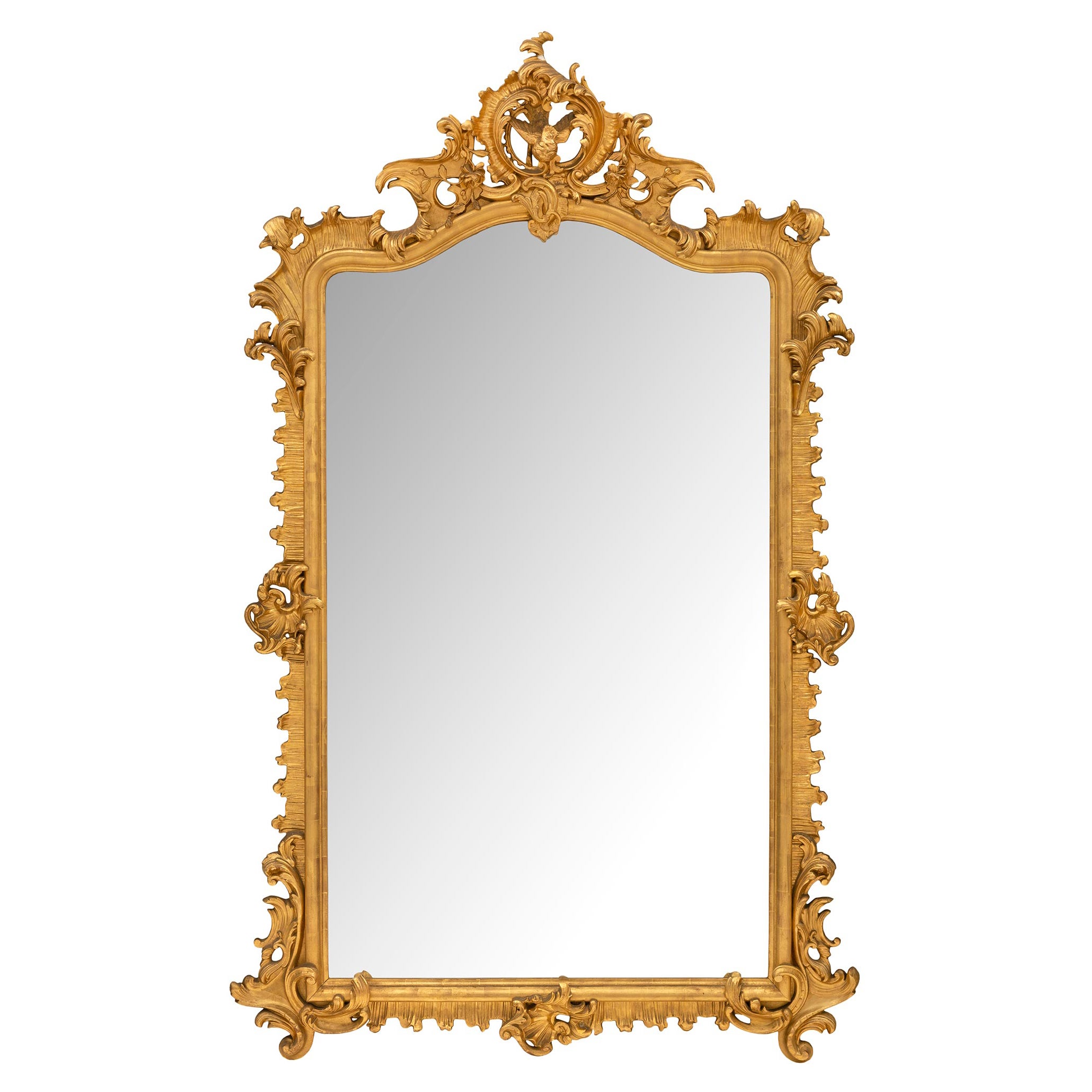 Italian 19th Century Rococo St. Giltwood Mirror For Sale