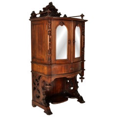 Antique American Renaissance Revival Rosewood Carved Music Cabinet, Circa 1870