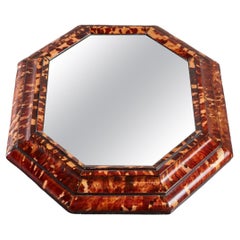 Vintage Italian 20th Century Faux-Tortoise Shell Mirror