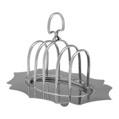 Stylish Edwardian Antique Sterling Silver Toast Rack - Elkington - 1902