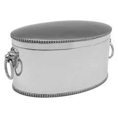 Vintage Art Deco Period Atkin Brothers Oval Sterling Silver Biscuit Box - Sheffield 1930