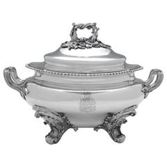 William IV Period Antique Sterling Silver Soup Tureen - London 1835 - Barnards