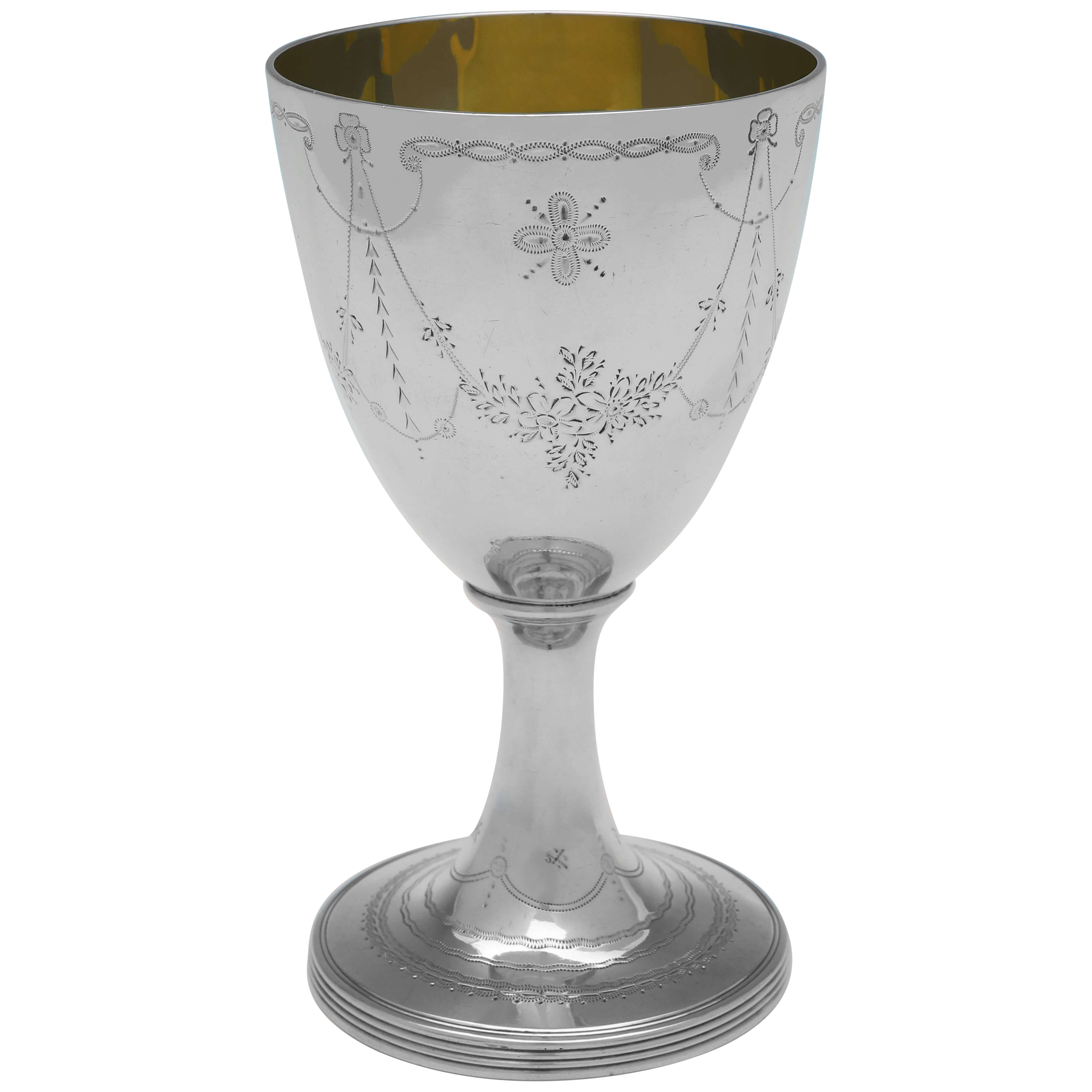 Neoclassical Antique Sterling Silver Goblet - London 1799 -  P. A. & W. Bateman