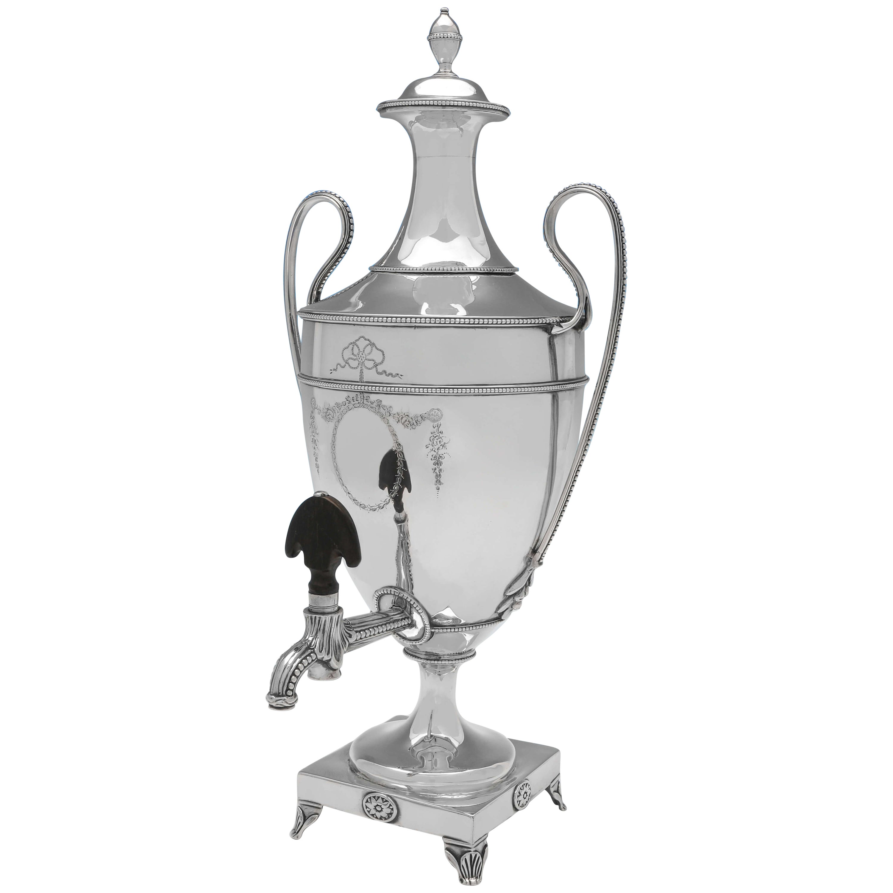 Hester Bateman - Neoclassical Antique Sterling Silver Tea Urn - London 1780 