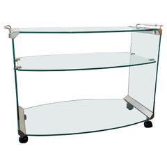 Rare Glass Bar Cart or Serving Trolley by Gallotti & Radice, Italy 1970's