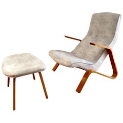 Grasshopper-Stuhl und Ottomane von Eero Saarinen für Knoll, um 1948