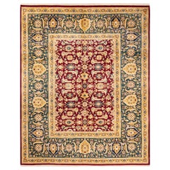 One-Of-A-Kind Hand Made Traditional Mogul Red Area Rug