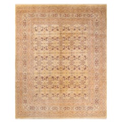 Einzigartiger handgefertigter traditioneller elfenbeinfarbener Mogul-Teppich