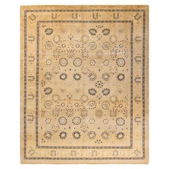 Tapis traditionnel ivoire Mogul unique en son genre fabriqué à la main