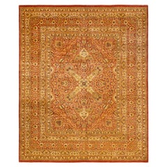 Traditioneller Mogul Orange Teppich, handgefertigt, Unikat
