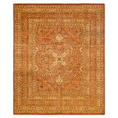 One-Of-A-Kind Hand Made Traditional Mogul Orange Area Rug