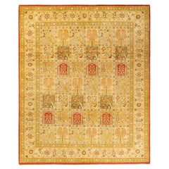 One-Of-A-Kind Hand Made Traditional Mogul Orange Area Rug