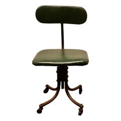 Industrial Machinist’s Leather and Iron Swivel Chair 