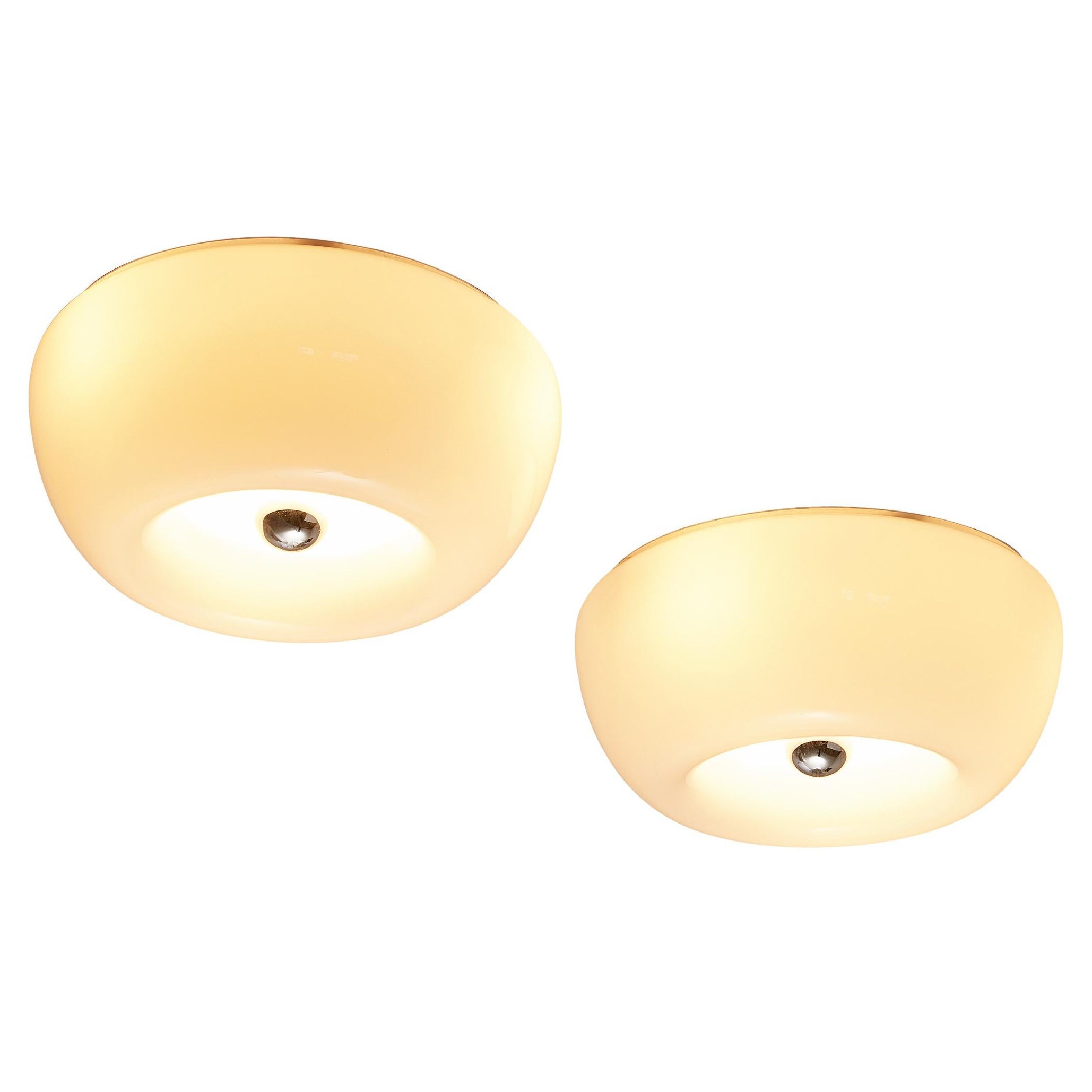 Achille and Pier Giacomo Castiglioni for Flos Pair of Pendants in Opaline Glass