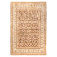 One-of-a-kind Hand Made Traditional Mogul Yellow Area Rug