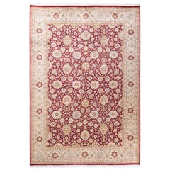 Tapis traditionnel Mogul violet, unique en son genre, fabriqué à la main