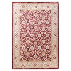 One-of-a-kind Hand Made Traditional Mogul Purple Area Rug