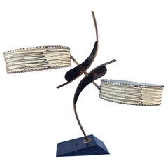 Vintage Mid-Century Modern Table Lamp with Tambourine Shades by Majestic Lamp Co.
