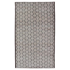 Modern Hand-Knotted Gallery Rug in Wool with Geometric Zig-Zag Design