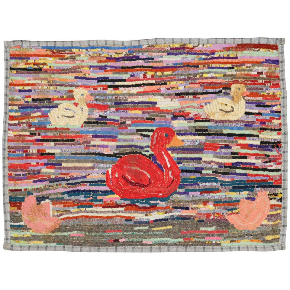Antique Folk Art Hooked Rug. at 1stDibs | folk art hooked rugs