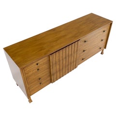 John Widdicomb Brass Star Shape Pulls 9 Drawers Long Dresser Credenza Light Wood