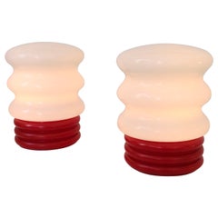 Pair of Opaline Glass Table Lamps, circa 1970, Italy